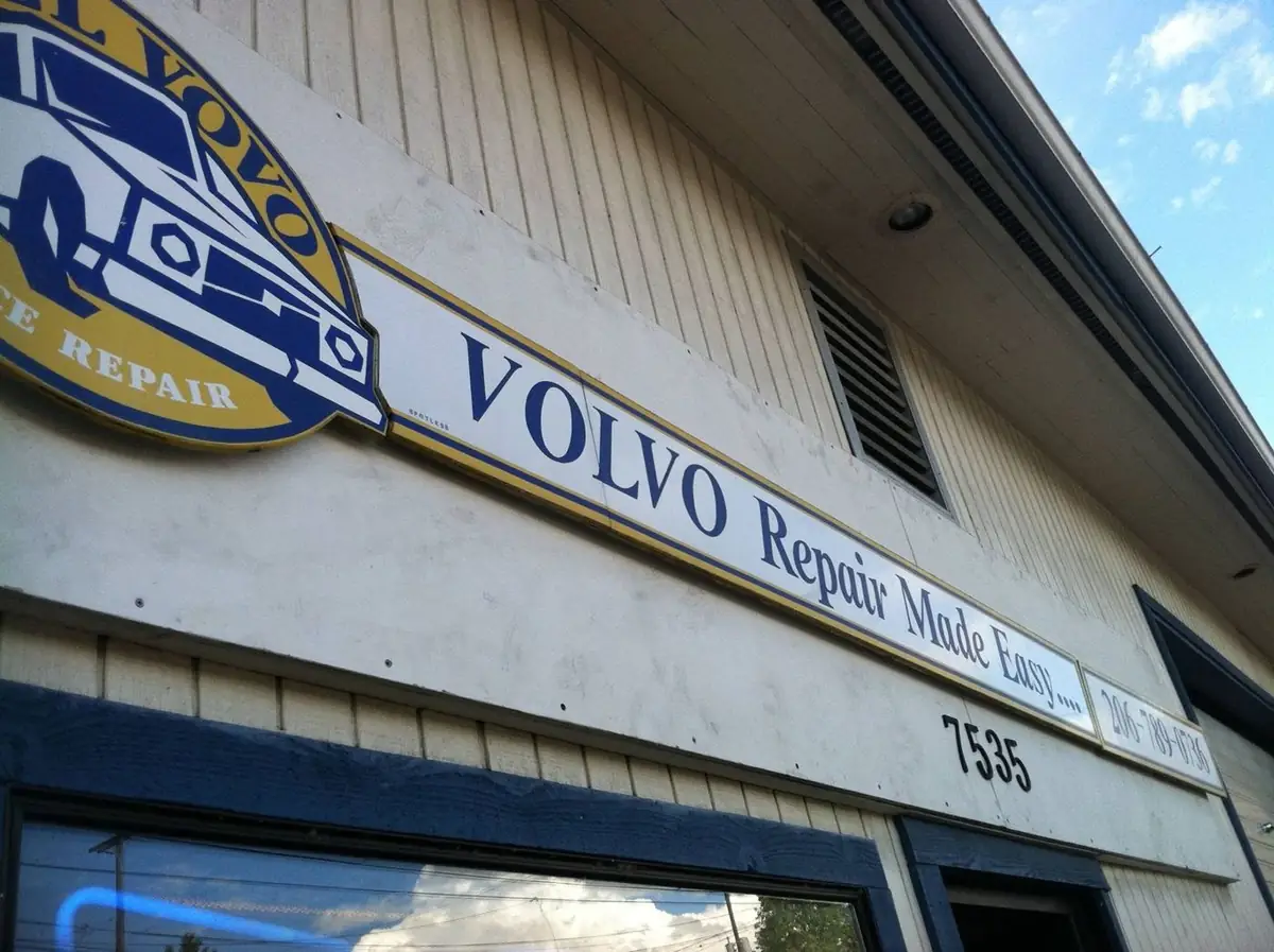 The All Vovo storefront sign reading Volvo Repair Made Easy